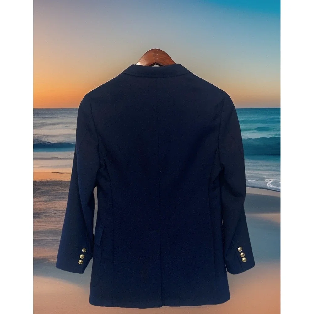 Polo Ralph Lauren Blazer Boys 20 Navy Blue Equestrian Gold Button Vintage Union‎